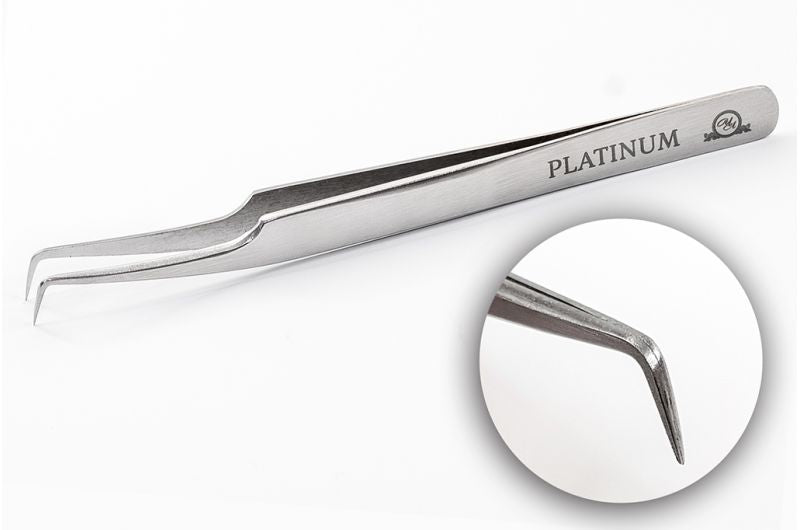 Tweezers for Eyelash Extension ET 15 PLATINUM - grey