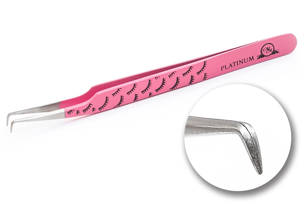 Eyelash Tweezers PLATINUM 90° with Lashes No. 8