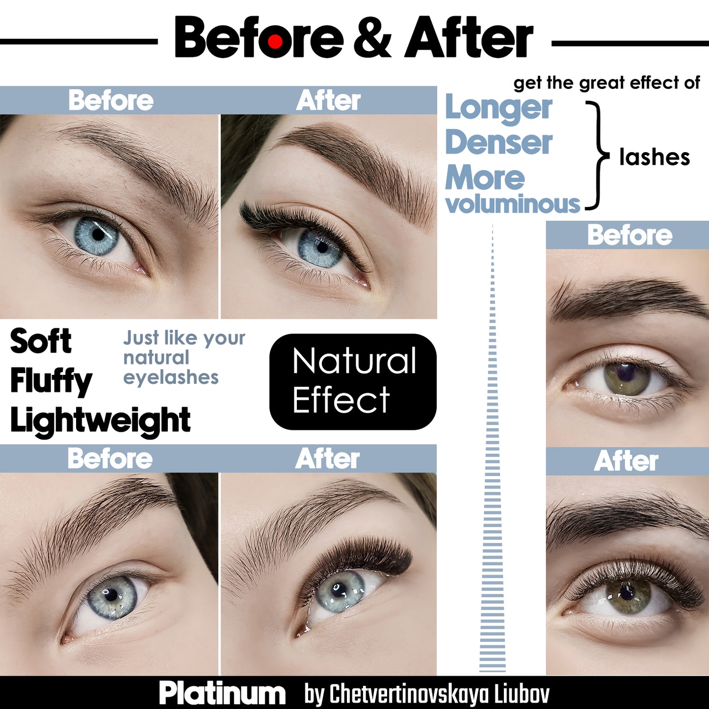 Brown Eyelash Extensions Сurl C Mix 20 lines PLATINUM