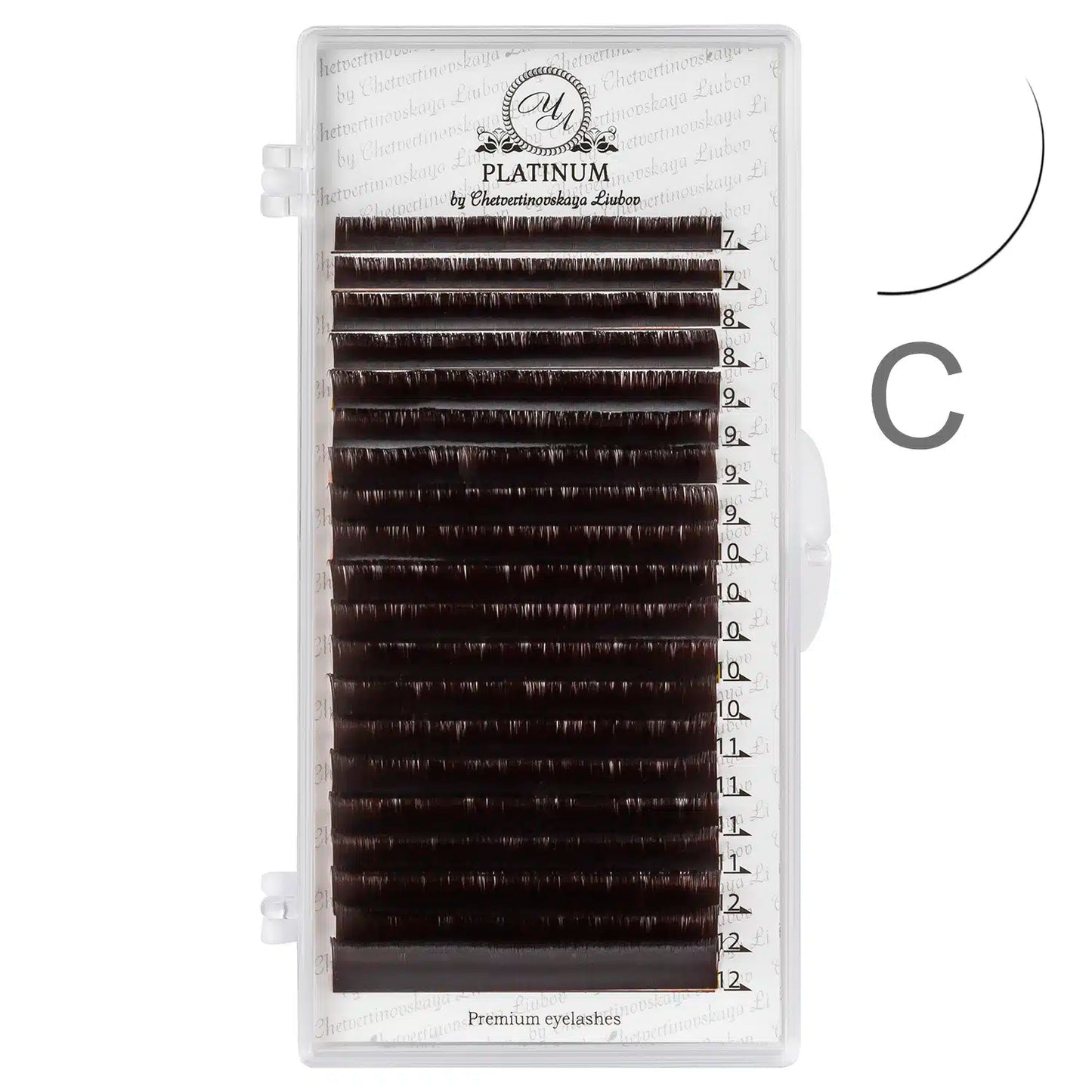 Dark Choko Eyelash Extensions Сurl C Mix 20 lines PLATINUM