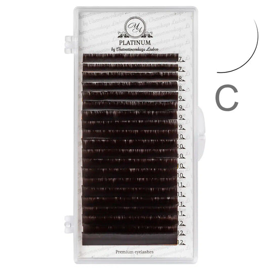 Dark Choko Eyelash Extensions Сurl C Mix 20 lines PLATINUM
