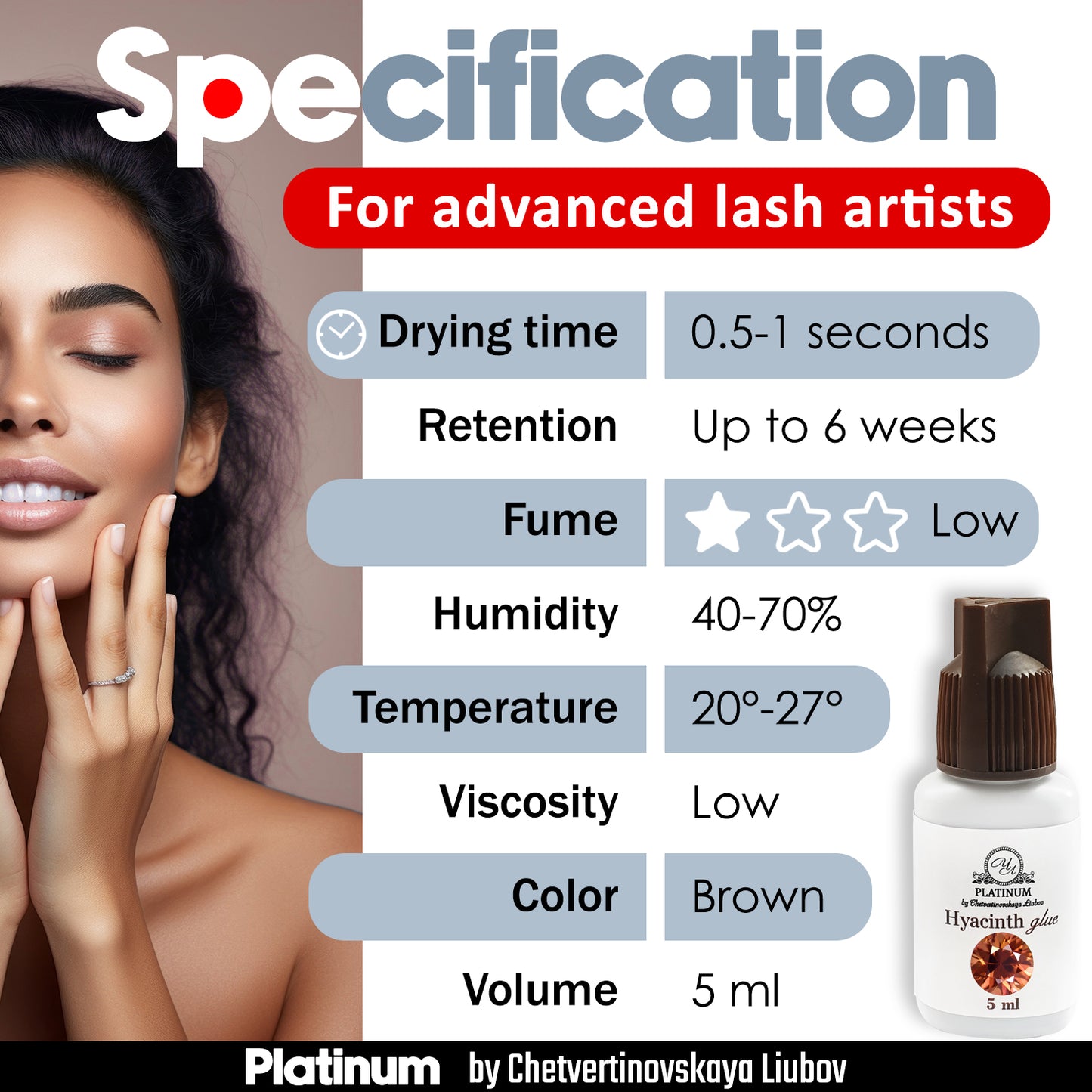Hyacinth 0.5–1 second Eyelash Extension Glue 5ml Platinum