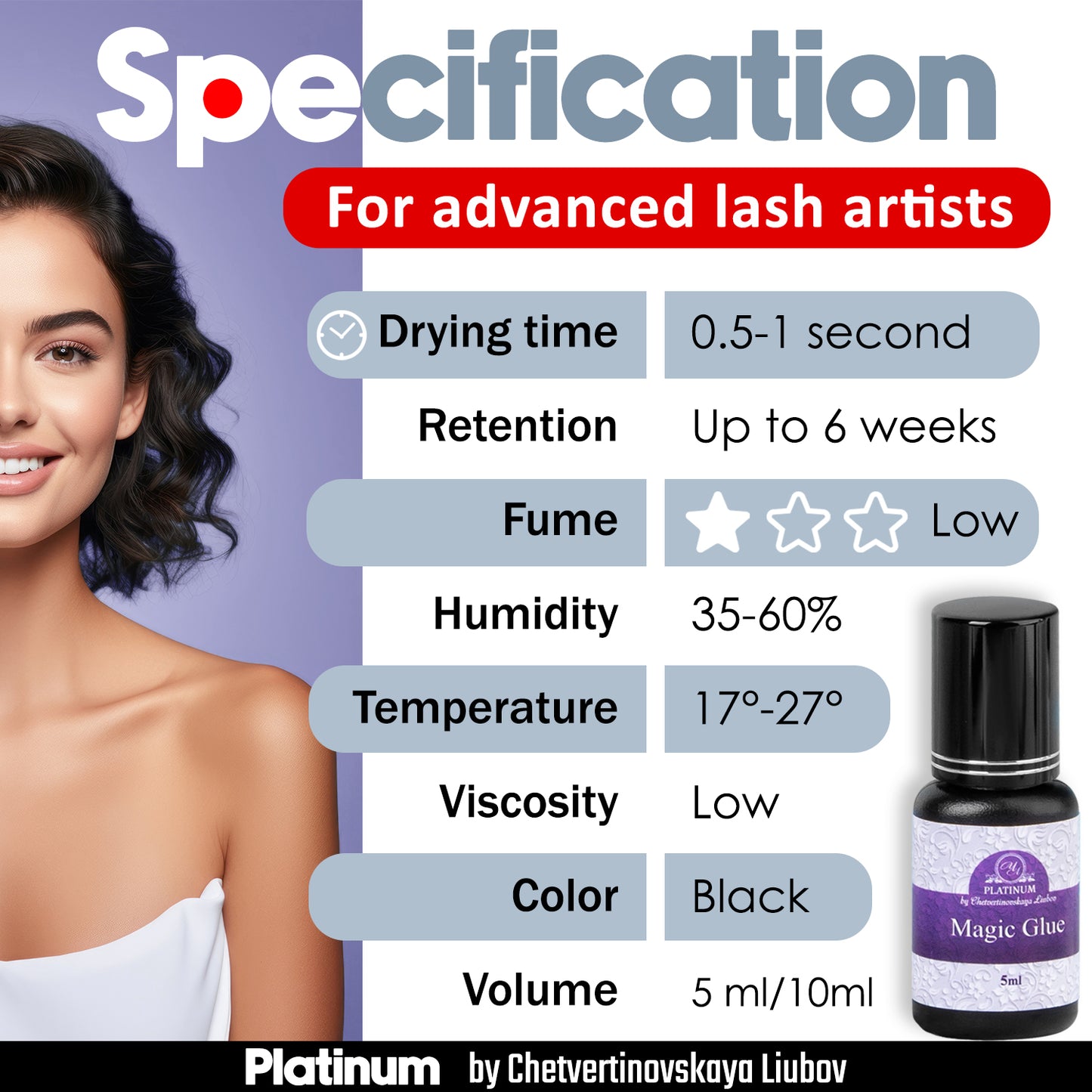 Magic 0.5–1 second Eyelash Extension Glue 5 ml Platinum