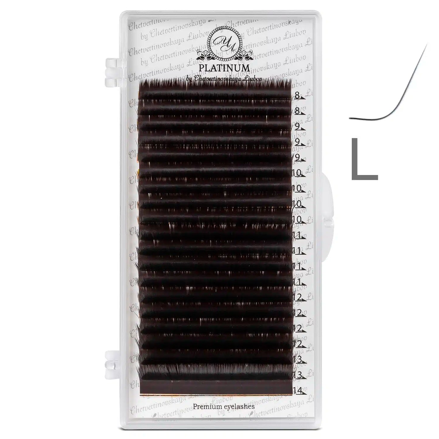 Dark Choko Eyelash Extensions Сurl L Mix 20 lines PLATINUM