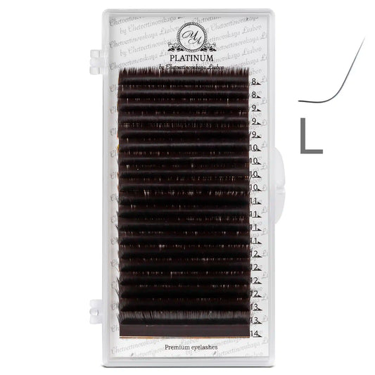 Dark Choko Eyelash Extensions Сurl L Mix 20 lines PLATINUM