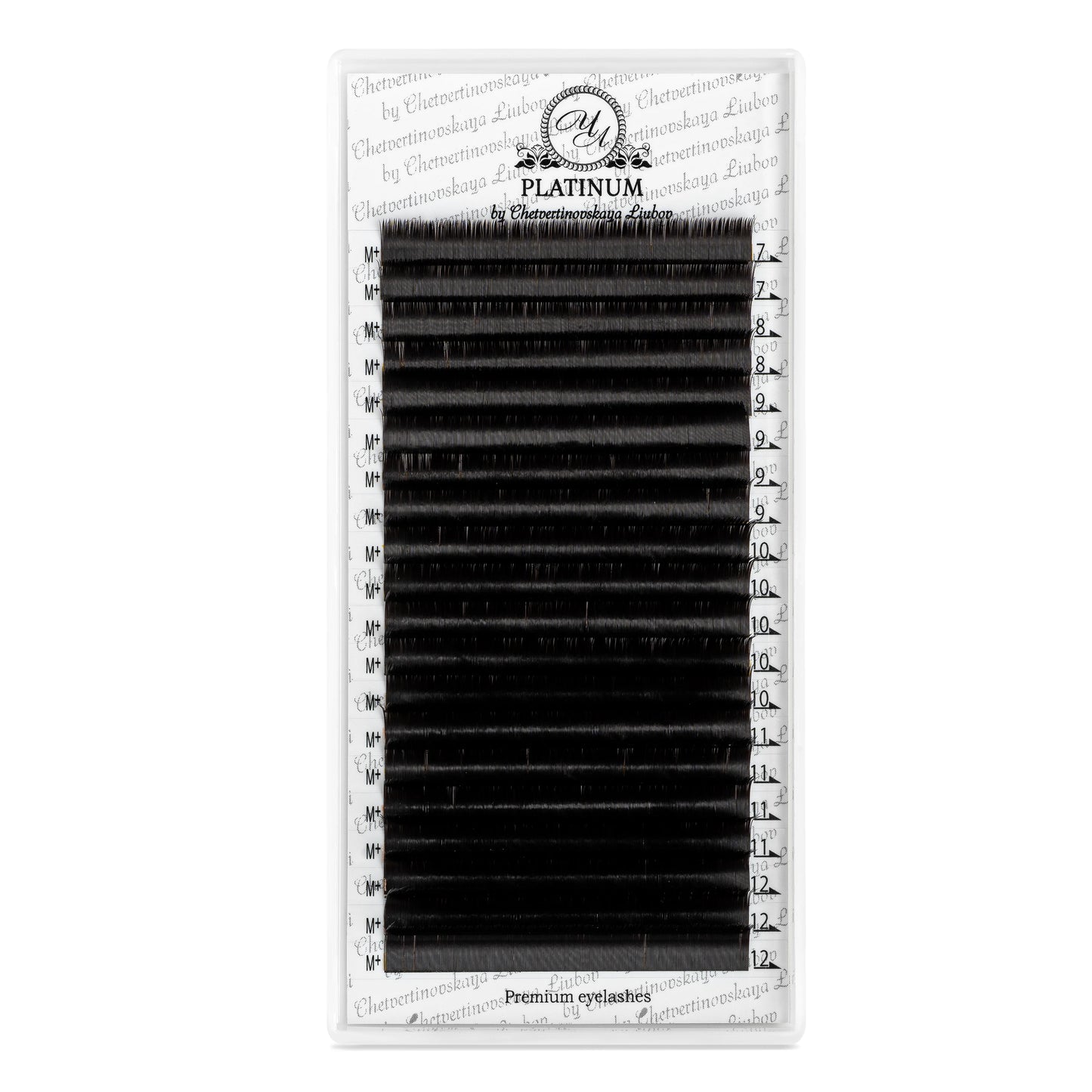Eyelash Extensions Dark Choco Сurl M+ Mix 20 lines PLATINUM - 0.07, 7-12mm